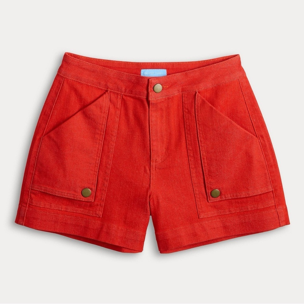 NWOT - Women's Draper James Flap Pocket Denim Shorts in Red - Size 12 - Picture 5 of 8